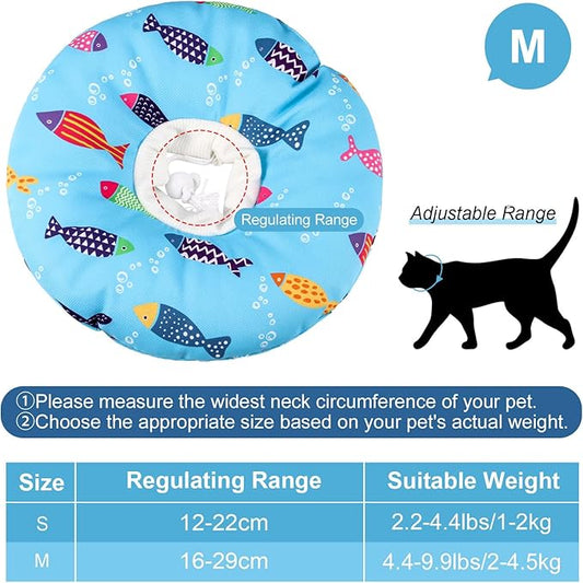 Cat Cone Collar Soft Cute Adjustable Cat Donut Recovery Collar Elizabethan Cats Cones to Stop Licking Comfortable Anti-Bite Neck Cone for Pet Kittens After Surgery
