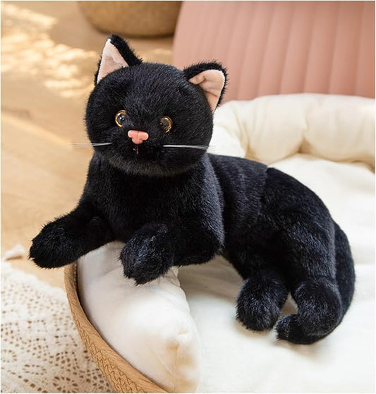 Cute cat Plush Toys, pet Animal Stuffed Toys, Children's Gifts, (Black)