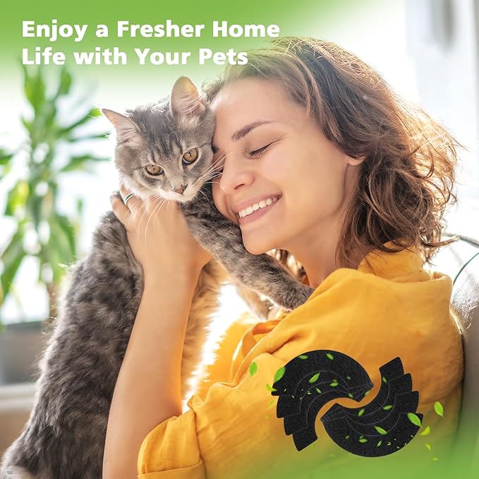 8 Pack Thickened Carbon Filters Compatible with Litter Robot 4, Cat Litter Box Filters Replacement to Control Damp from Pets and Absorb Odors for a Fresh Home Life