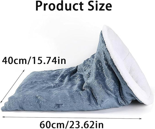 Cozy Cat Winter Sleeping Bag - Self-Warming 360 Wrap Cave Bed, Soft Plush Large Sack for Indoor Cats (B)