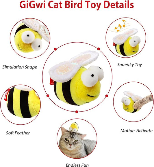 Gigwi Interactive Squeaking Cat Toy,Chirpy Bee Sound Toy for Cats,Melody Chaser Play Squeak Kitten Toys for Boredom