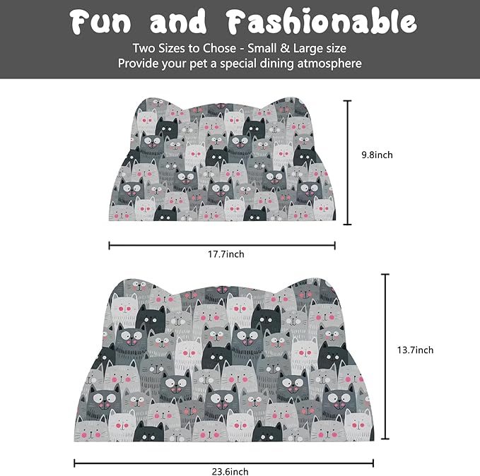 Cat Food and Water Bowl Mat - Pet Feeding Absorbent Placemat for Floor, Grey Small 17.7 * 9.8 Inch