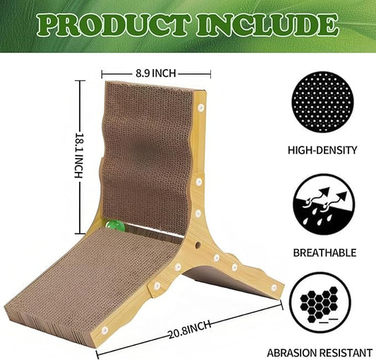 6-Sided Triangle Cat Scratching Board, Durable Cardboard Cat Scratcher for Indoor Cats, Space-Saving Corner Scratch Pad with Multi-Surface Design, Protects Furniture & Provides Cozy Resting Spot