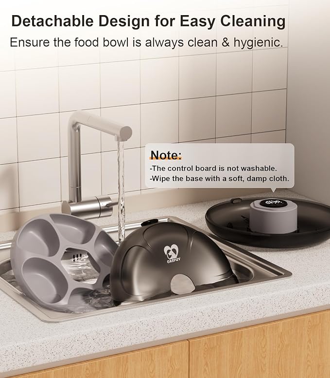 Casfuy Automatic Cat Feeder Cordless - Automatic Cat Food Dispenser for Wet Moist Food with 4 Ice Packs Rechargeable Auto Feeder for Cats Small Dogs with Programmable Timer Low Battery Indicator