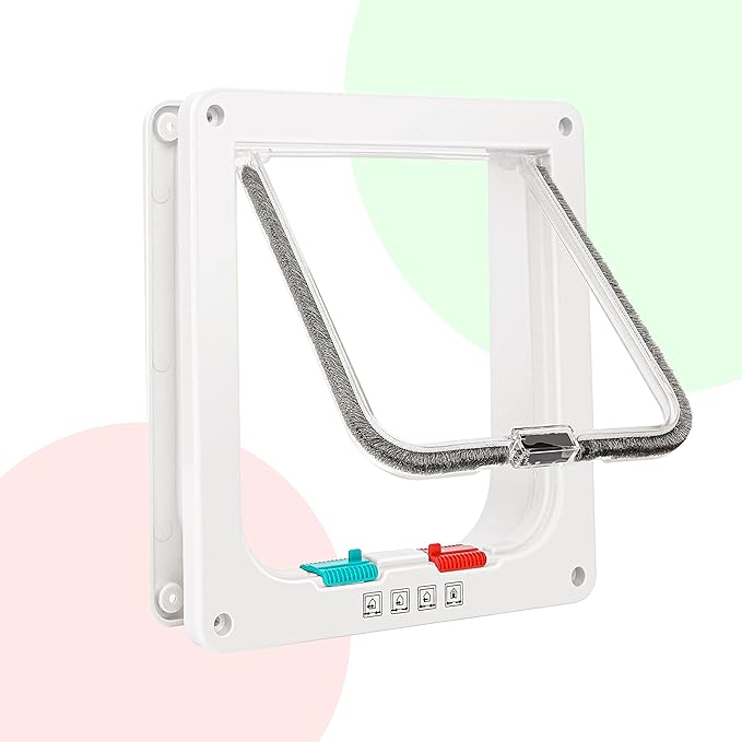 Cat Door for Windows Doggy Door and Sliding Door Safety Pet Door with 4 Lock Modes Cat Flap for Thin Door and Cat Cabinet(11 * 9.84 * 0.78 in)