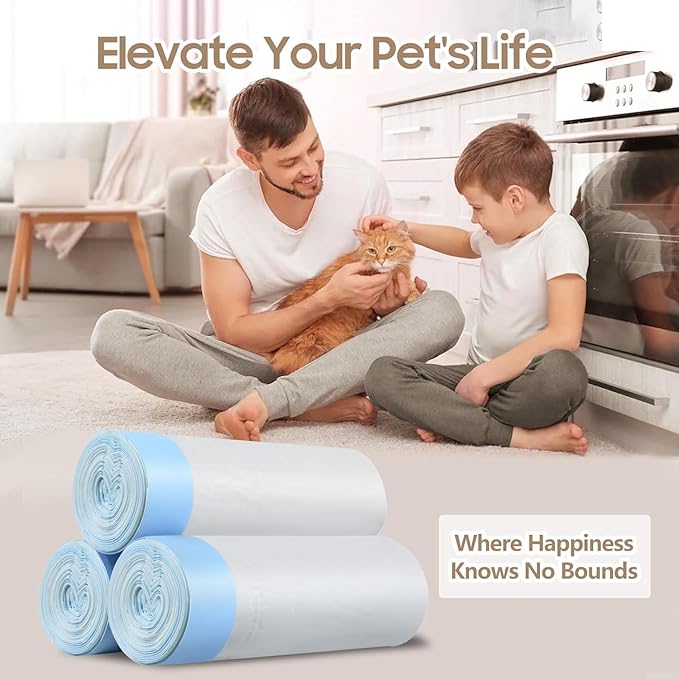 16 Pack Litter Box Liners Compatible with Safe Pets ScoopFree Crystal Pro Cat Litter Box, Large Cat Waste Poop Bags with Drawstring Heavy Duty Tear-free- 37" x 13"(Cardboard NOT Included)