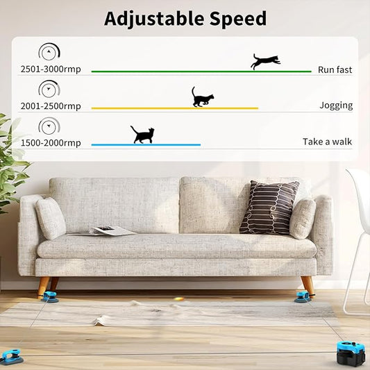 AsFrost Upgraded Interactive Cat Toy for Indoor Cats, Auto/Manual Control DIY Cat Feather Mouse Toy Treadmill for Bored Kitten Puppy Play Chase Run Exercise Hunting Mental Stimulation-Sky Blue