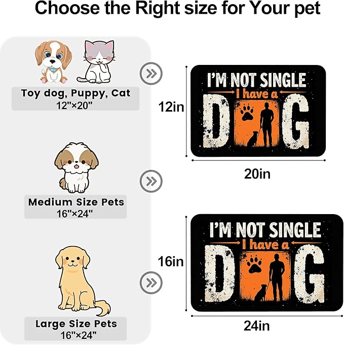 Not Single Dog Pet Cat Dog Food Mat-Absorbent Quick Dry Feeding Placemat for Water and Food, No Stains Rubber Base Mat for Indoor Use, Pet Accessories 16"x24"