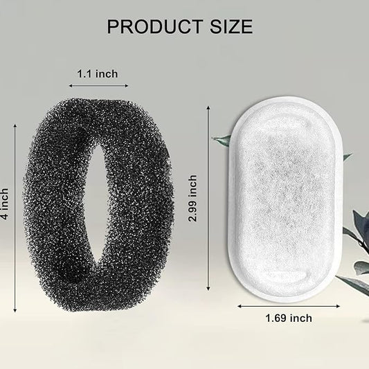 Cat Water Fountain Filters for 108/3.2L& 67oz/2L Stainless Steel Pet Water Dispenser Fountain Filters,8/12/16 Cat Fountain Filter Replacement with 8/12/16 Sponges (24 Filters& 24 Sponges)