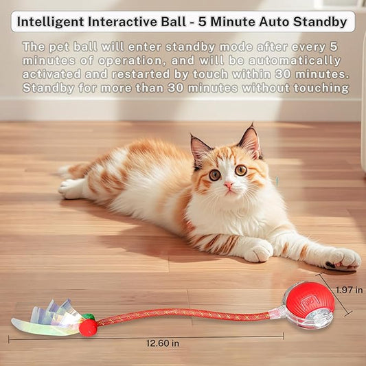 New Upgraded Cat Ball Toy - Speedy Tail 2.0 Cat Toy, Interactive Cat Toy Ball, Stimulating Toys and Juguetes para Gatos, Cat Toys for Bored Indoor(Sound Switchable) (Green)