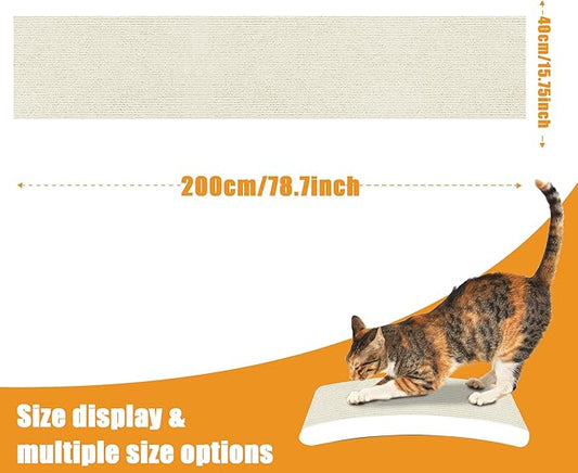 Cat Scratching mat Self-Adhesive, Trimmable Furniture Protector for Couch, Sofa, Wall & Cat Trees - Durable Scratch Pad with Nano Tape, DIY Climbing Carpet for Indoor Cats (White, 78.7"x15.8")