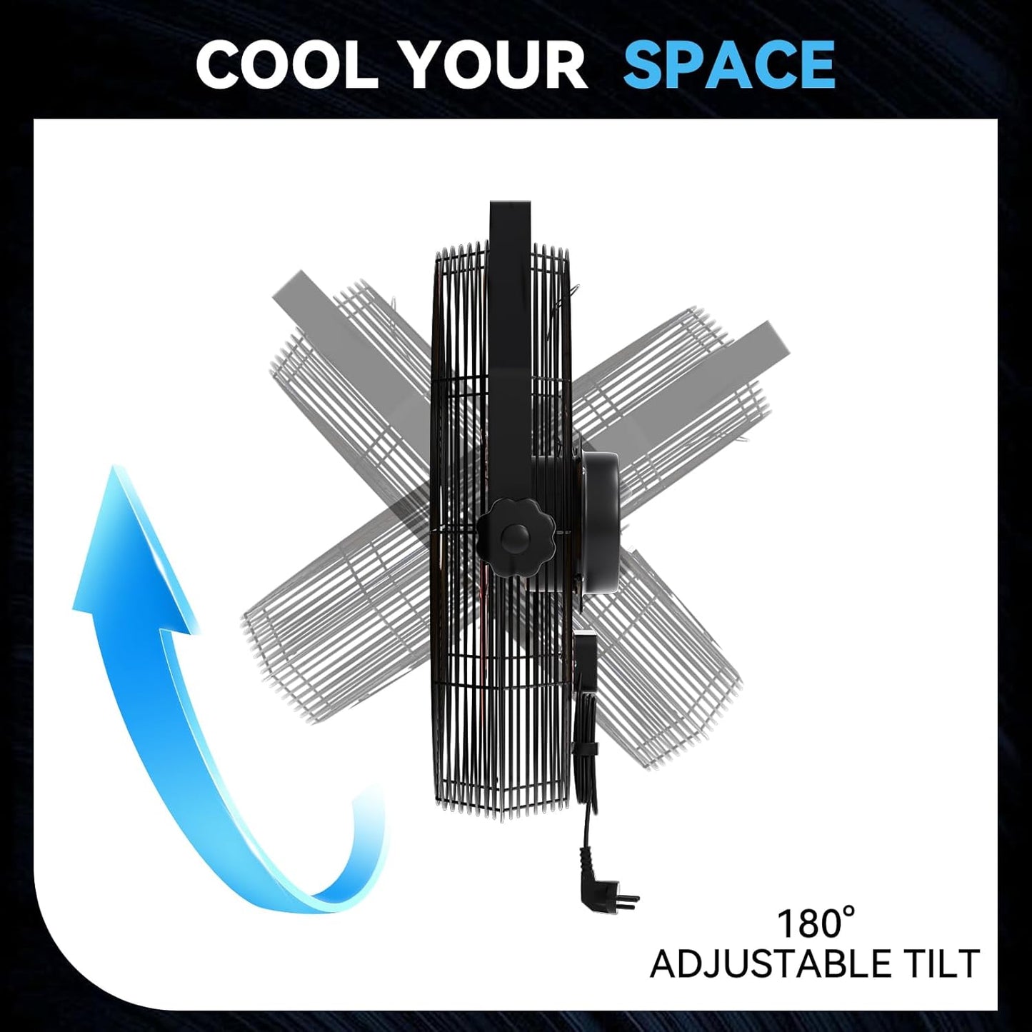 2600 CFM 14 inch Outdoor High Velocity Wall Mounted Fan, 3-Speed Metal Fans with IP44 Enclosure Motor, Industrial Grade Weatherproof Wall Fan for Patio, Greenhouse, Garage, and Gazebo