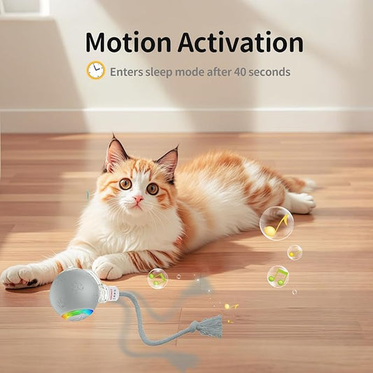 Interactive Cat Toy - Automatic LED Light Ball, Rechargeable & Durable - Keeps Cats Active & Engaged - Ideal for Kittens & Adult Cats