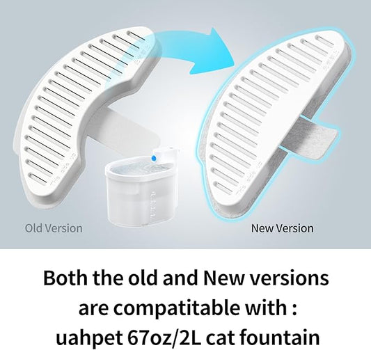 uahpet Official Water Fountain Filters Upgraded 6 Filters & 12 Sponges for 67oz/2L Automatic Pet Fountain
