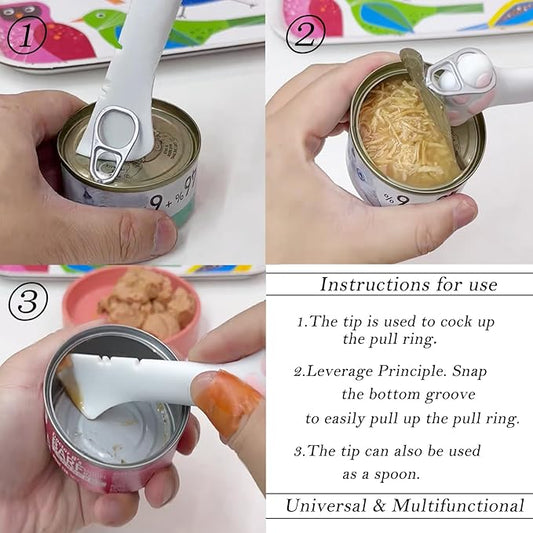 Pet Food Can Spoon & 3 Pcs Can Cover Lids | Cute Paw Shape Opener Spatula Cat Wet Food Spoon | Universa BPA Free Silicone Can Lids & Spoon for Dog Cat Cans(multicolor)