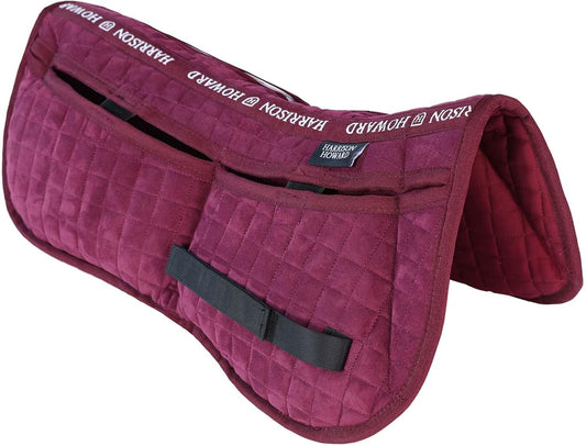 Harrison Howard Correction Half Pad with 4 Pockets and Foam Inserts with Differentiated Thickness Adjustable Horse Riding Pad with Added Cushioning and Comfort