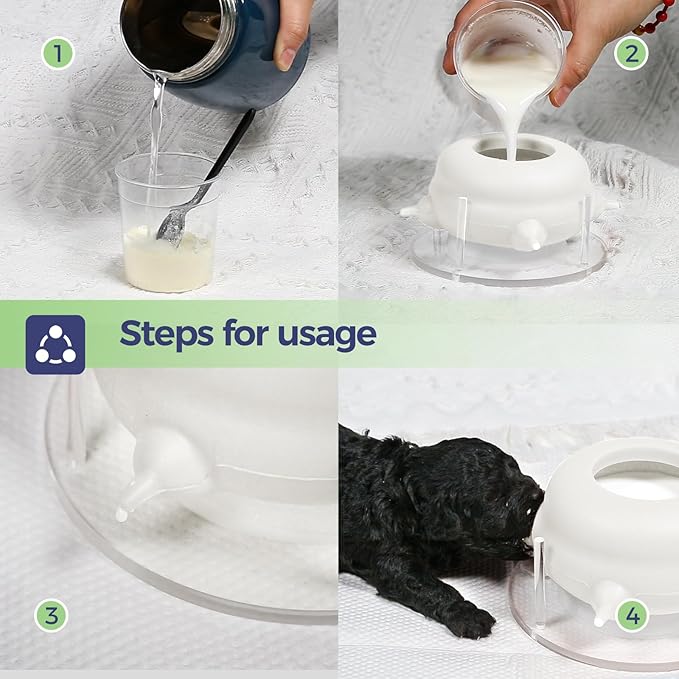 Puppy Feeders for Multiple Puppies, Nursing Nipple with 4 Nipples & Support Base – Perfect Replacement for Nursing Bottles, Puppy Feeder for Newborn Kittens & Puppies, 200ml Capacity(White)