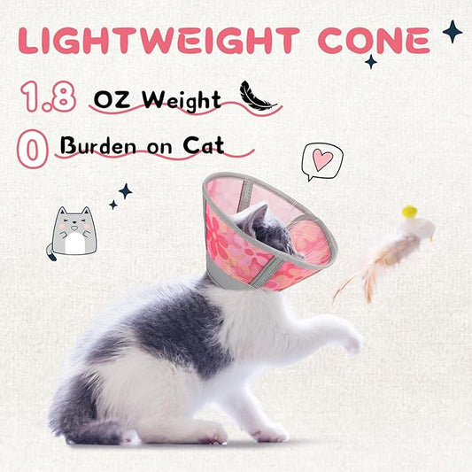 Supet Cat Cone Collar After Surgery, Soft Mesh Recovery Collar for Cats to Stop Licking and Scratching, Plastic Cone Alternative for Small Dogs, Medium, Large Cats