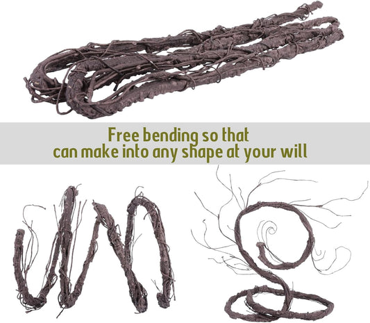 118" Flexible Large Artificial Fake Reptile Plants Tree Branches Twigs Cherry Blossom Liana Wall Hanging Wreath Trunk Stick Vines Garland Wedding Garden X'Mas Halloween Jungle Decoration