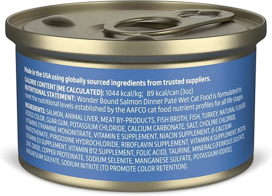 Amazon Brand - Wonder Bound Wet Cat Food, Pate, No Added Grain, (Salmon), 3 ounce (Pack of 24)
