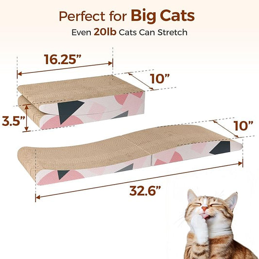 ComSaf Cat Scratcher Carboard Pad 32"x10", Large Cat Scratcher Bed for Indoor Cats, Durable Cat Scratching Board, Recycle Cat Scratch Pad for Adult, Big, Medium, Small Cats Lounger