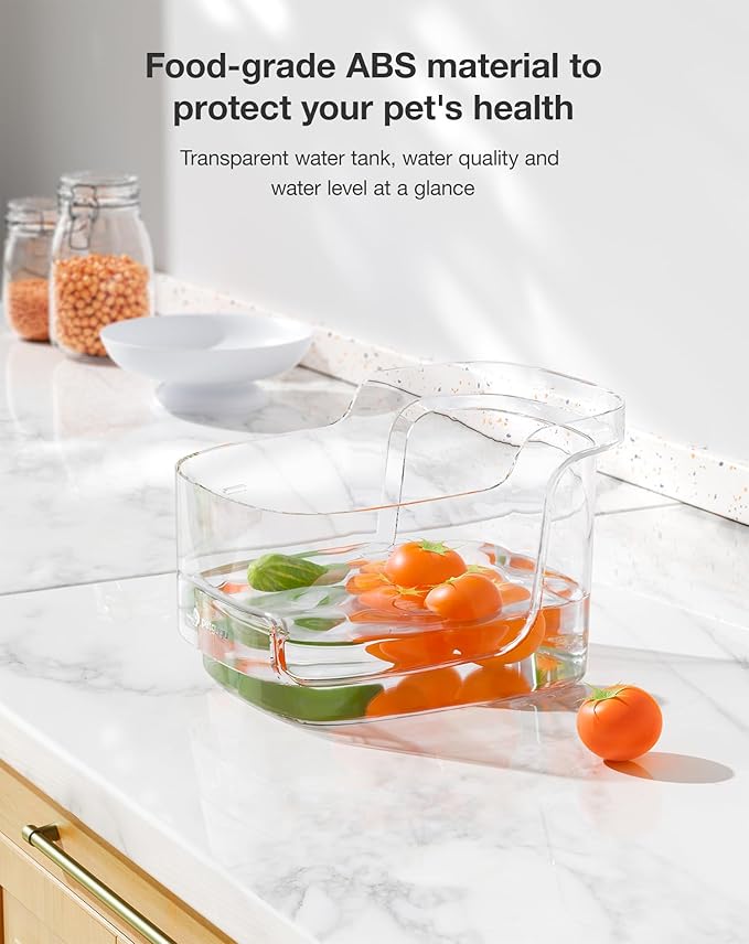 Cat Water Fountain for Drinking, 8-Layer cat Fountain Filter, Ultra-Quiet Pet Fountain for Dogs and Cats 2.4G WiFi(PF1L Marble)