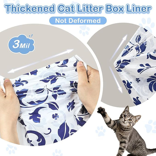 Unicorn Catcher Cat Litter Bags 36" x 19" Large Litter Box Liners Tear-Resistant with Drawstring for Easy Access Cat Litter Liners for Litter Boxes Under 36in Total Size, 120 Pack