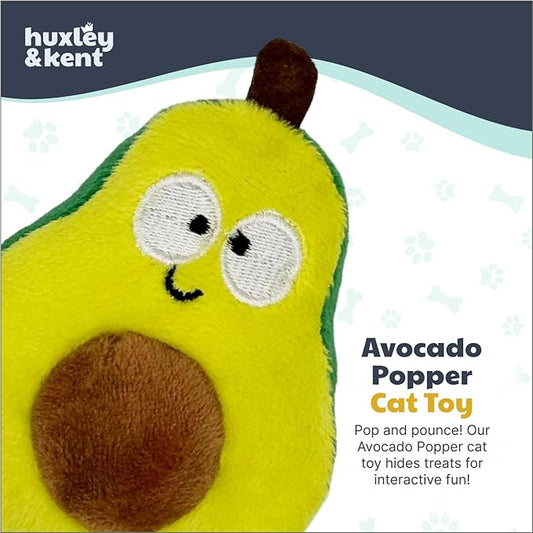Huxley & Kent Popper Plush Cat Toy - Interactive Catnip Toy for Cats & Kittens - Treat Hiding Soft Toys with Crinkle & Catnip - Fun Indoor Play - Avocado Popper