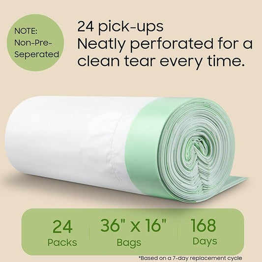 24 Count Super Jumbo Cat Litter Box Liners, Large Drawstring Cat Litter Liner Bags For Litter Box, Kitty Litter Liner Heavy Duty 45" x 18"(Non-Perforated)