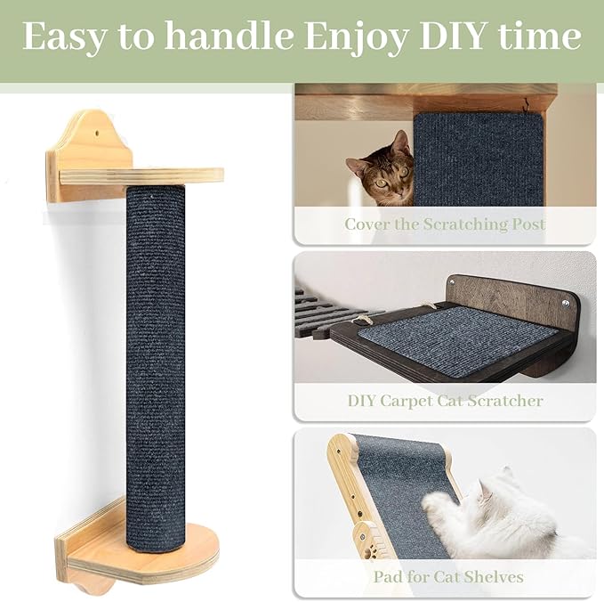 Uranshin Cat Scratch Mat, Trimmable Self-Adhesive Furniture Protector, Scratching Post Carpet 78.7"x15.8" Couch Protector From Claws (Dark Grey)