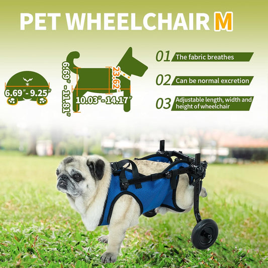 Pet Wheelchair Disabled Hind Legs Walking-Dog Leg Brace and Hip Support,Dog Wheelchair for Back Legs,Adjustable Pet Cart,Assist a paralyzed pet get Back on its feet,Support Leg Brace and Hip (Medium)