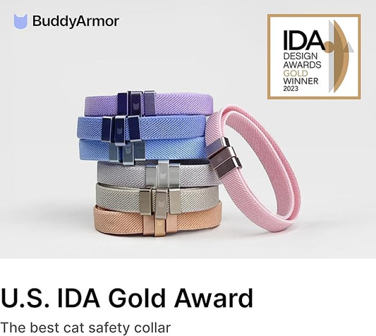 Safety Cat Collar - U.S. IDA Gold Awarding Design, Stretch Non Breakaway Elastic Quick Release, Light Weight Adjustable for Kitten, Neck Fit 7.8'-15.7' for All Small Large Cats,M(Blurple)