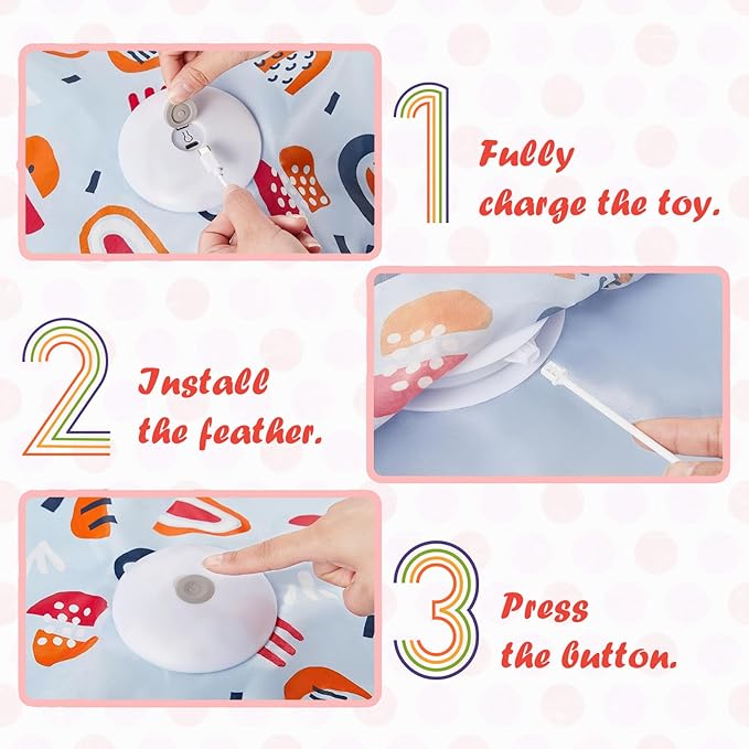 Interactive Cat Toy for Indoor Cats Electric Cat Toys with Moving Feather Mouse Squeaky Automatic Cat Toy Hide and Seek Simulated Hunting USB Rechargeable