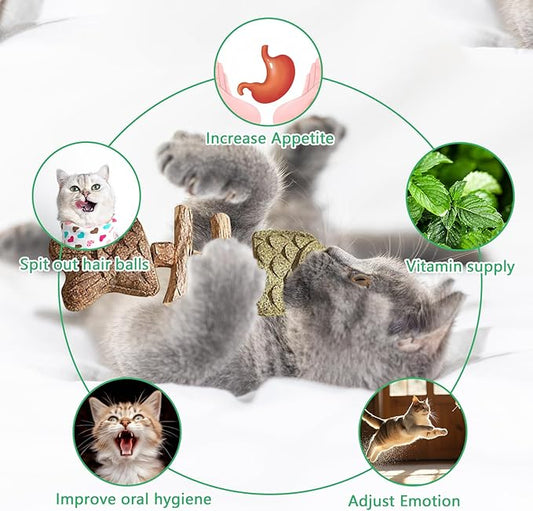 3 Pack Catnip Toys, Healthy Cat & Kitten Teeth Cleaning Dental Chew Toy, Contain Catnip, Natural Silvervine, and Gall Fruit, Interactive Cat Toys for Indoor Cats, are Edible for All Cats Breeds