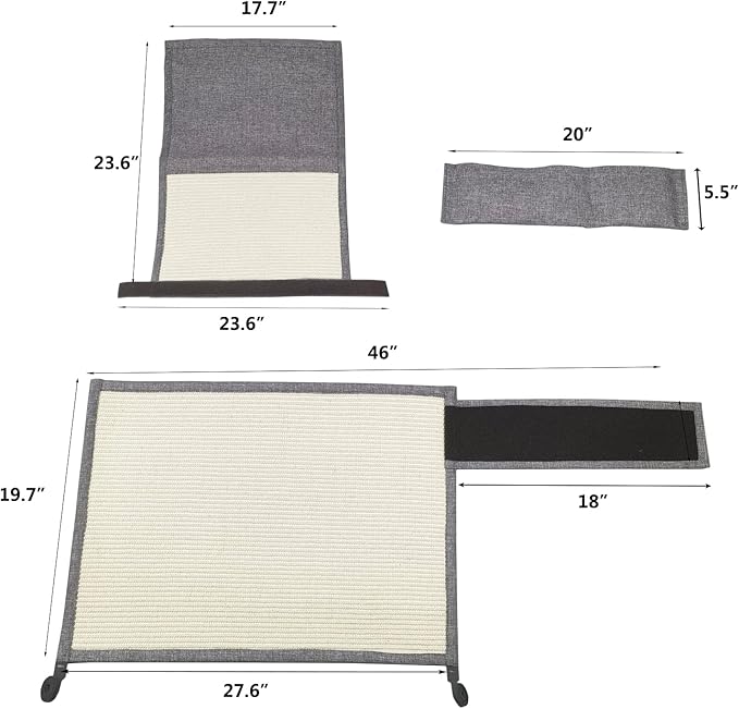 Fully Wrapped Cat Scratcher Couch- Natural Sisal Furniture Protection from Cats-Corner cat Scratcher for Couch Bed,Chair-Easy Installation