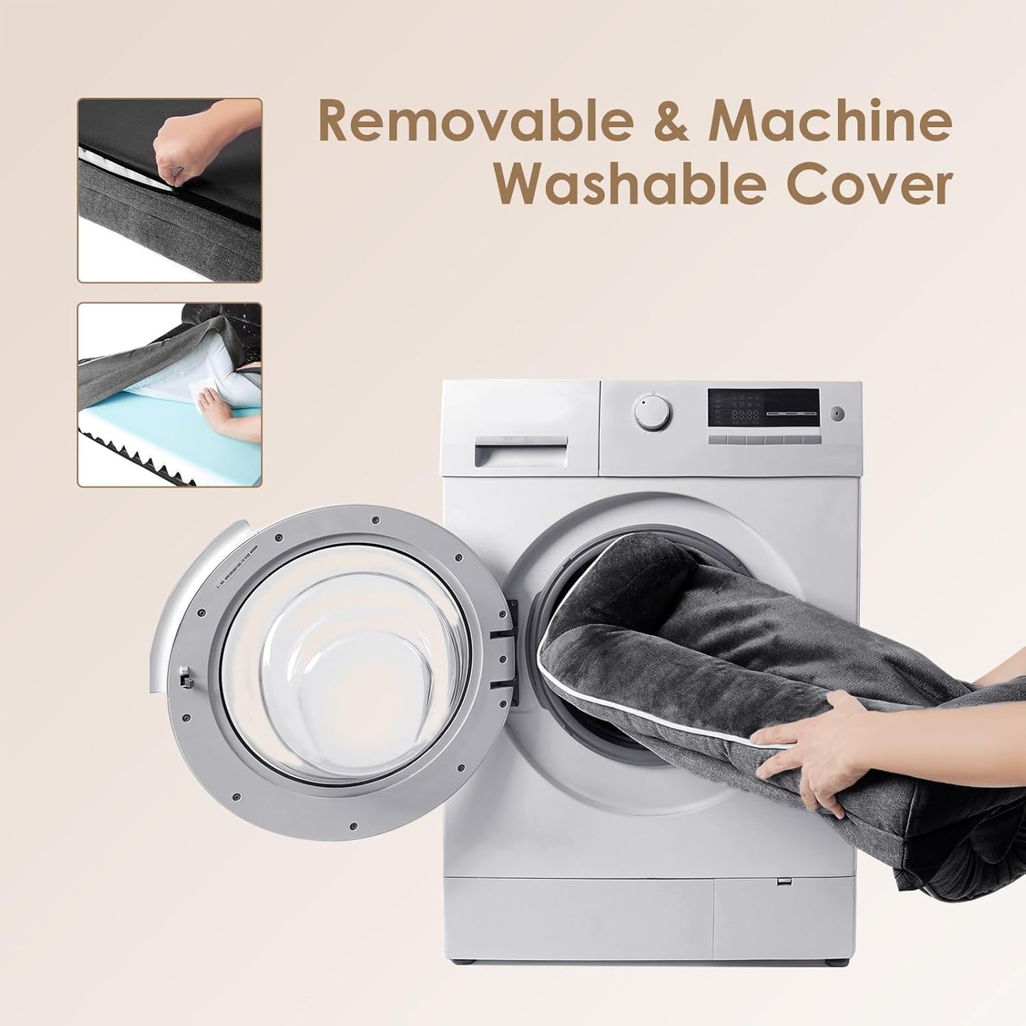 EHEYCIGA Orthopedic Dog Bed for Small Dogs, Waterproof Memory Foam Small Pet Beds with Sides, Non-Slip Bottom and Egg-Crate Foam Medium Dog Couch Bed with Washable Removable Cover, Dark Grey