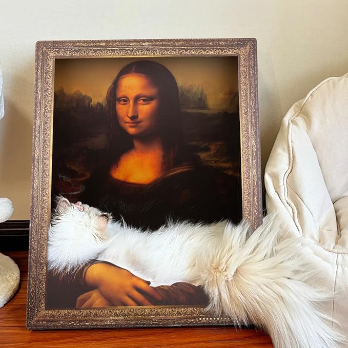 Mona Lisa Cat Bed Painting Cat Scratcher Artistic Cat Scratching Board House 4D Art Armrest Design No-Tools Assembly for Cats/Rabbits