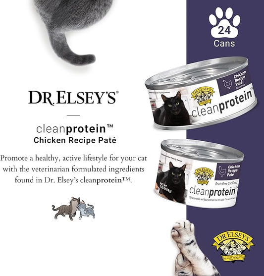 Dr. Elsey's cleanprotein Chicken Recipe Wet Cat Food, Pate 5.3 oz cans (Pack of 24)