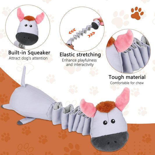 Squeaky Plush Dog Toys for Puppy Toys, Interactive Tug of War Dog Pull Toys, Stuffed Dog Pet Toys for Teething Puppy, Indoor and Outdoor Play for Small Medium Dogs and Large Dogs