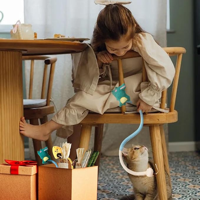 Catnip Toys for Cats, Kitten Chew Toys Silvervine Sticks for Indoor Cats Teeth Cleaning 10 Pack, Interactive Treat Dental Organic Cotton Chew Rope with Cute Dolls Catnip Inside