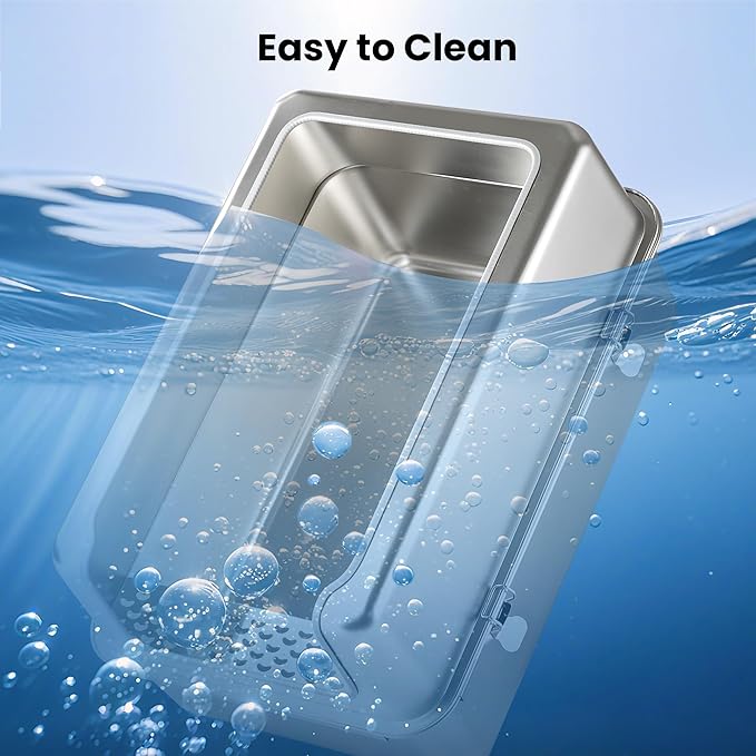 Stainless Steel Litter Box with Metal Lid and Scoop - Enclosed Metal Litter Box for Large Cats, Rust-Resistant, Odor-Control, Easy to Clean, Durable & Long-Lasting with Round Edge (XXL)