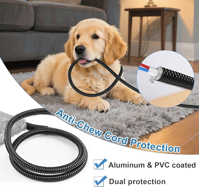 Dog Heating Pad, 47×30 in Waterproof Heated Dog House, Upgraded Smart Thermostat Heated Dogs Bed with Wire Rope, Detachable Plush Mask, Whelping Box-Grey