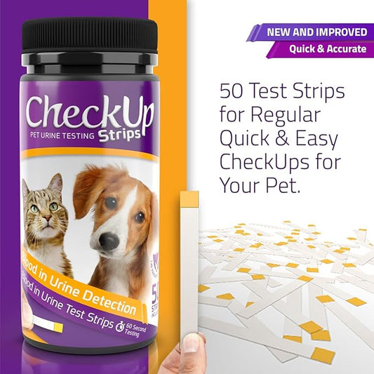 CheckUp Testing Strips x 50 (Blood in The Urine Test Strips for Cats & Dogs)