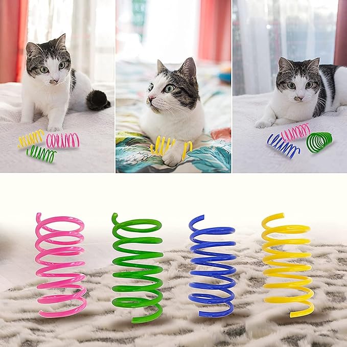 AGYM Cat Toys for Indoor Cats, 35 Packs Interactive Cat Toys Set with Colorful Springs, Mouse Cat Toy, Crinkle, Sisal, Pompom and Color Bells Balls for Kittens