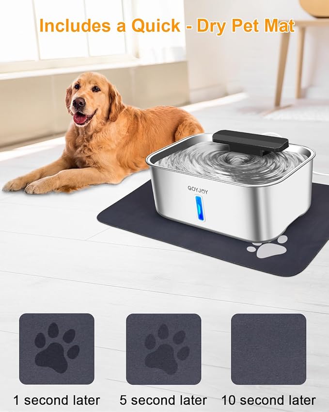 Dog Water Fountain for Large Dogs,3 Gallon Stainless Steel Dog Water Bowl Fountain,Large Pet Water Drinking Fountain with Deeper Drinking Area,Swirling Filtration Design with Fresher & Cleaner Water