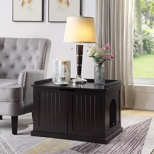 unipaws Cat Litter Box Enclosure Furniture, Cat Washroom, Hidden Litter Box Cover, Cabinet for Large Cat, Dog Proof Cat Litter Boxes, Hideaway Litter Box, Cat House