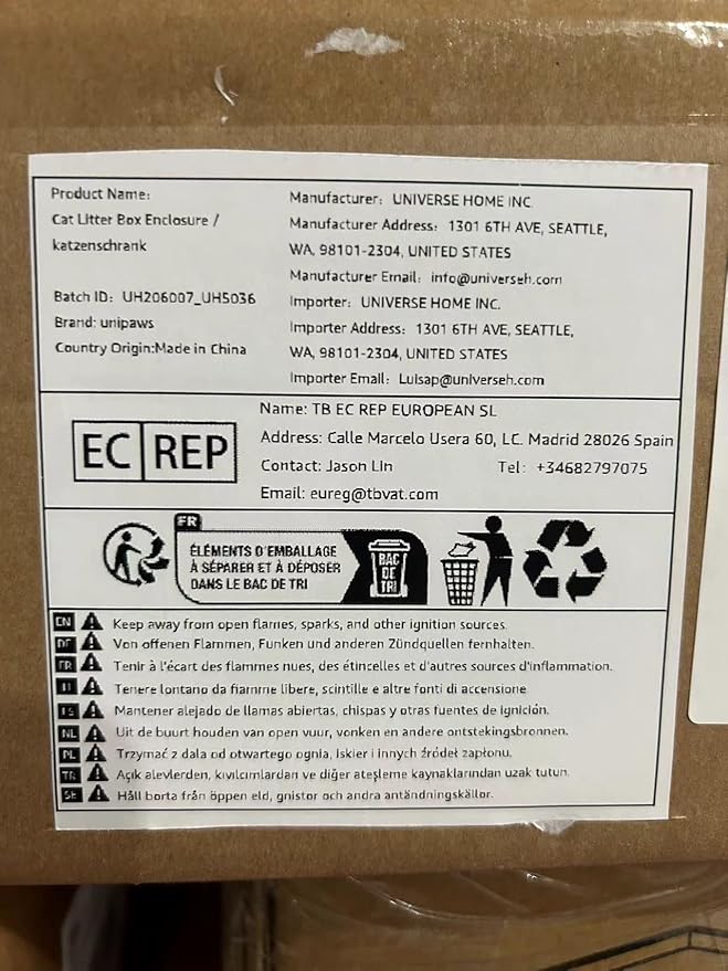 unipaws Cat Litter Box Enclosure Furniture, Cat Washroom, Hidden Litter Box Cover, Cabinet for Large Cat, Dog Proof Cat Litter Boxes, Hideaway Litter Box, Cat House