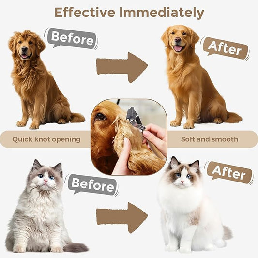 Undercoat Rake for Dogs - Professional Pet Shedding Dematting Comb with Wood Handle, Stainless Steel Blades for Pet Cats Dogs Matted Hair Tangles Removing