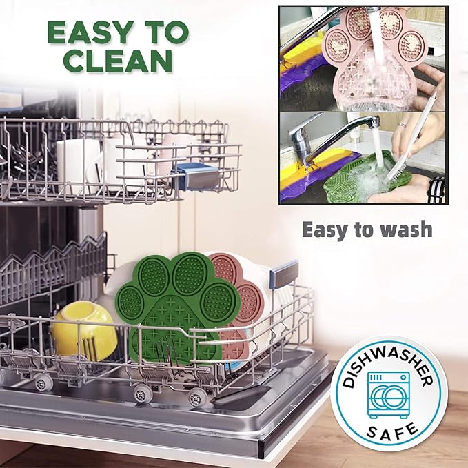 Lick Mat for Dogs and Cats, Premium Lick Pad with Suction Cups,Dog Slow Feeder Dowl Mat for Bathing Grooming Nailing Trimming, Food-Grade, Non-Toxic (Green)