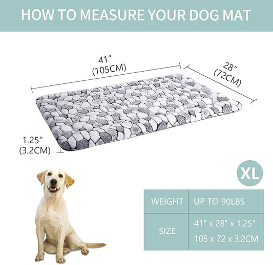 VANKEAN Dog Crate Pad Bed Mat Reversible (Warm & Cool), Soft Pet Sleeping Mat Dog Bed for Crate Suitable for Small to XX-Large Dogs and Cats, Machine Washable Crate Beds, Grey Stone Pattern